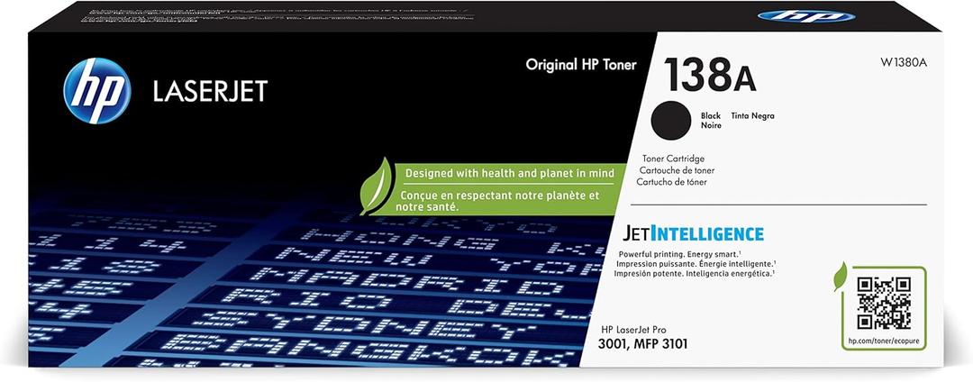HP 138A Black Toner Cartridge | Works with HP Laserjet Pro 3001 Series, HP Laserjet Pro MFP 3101 Series | W1380A