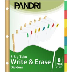 Binder Divider, PANDRI 120 Pack Binder Index Dividers with 8 Tabs,Letter Size Paper Binder Divider for School Office Home Business,White