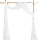 Floroom Wedding Arch Draping Fabric 2 Panels 19Ft White Chiffon Fabric Drapes Arbor Drapery Wedding Ceremony Reception Swag Decorations