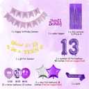 Purple 13th Birthday Decorations for Girls - Party Supplies With Cake Topper, Number 13 Foil Balloon, Year Old Celebration