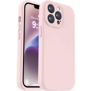 Vooii Compatible with iPhone 13 Pro Case, Liquid Silicone Upgrade [Camera Protection] [Soft Anti-Scratch Microfiber Lining] Shockproof Phone Case for iPhone 13 Pro 6.1 inch - Chalk Pink