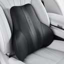 Coverado Lumbar Support Pillow for Car, Ergonomic Memory Foam Back Pillow for Office Chair, New Back Cushion for Pain Relief, PU Leather Car Lumbar Support for Driving Seat - BK