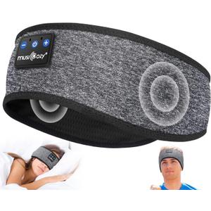 MUSICOZY Bluetooth 5.4 Sleep Headphones, Wireless Headband Earphones Sleeping Mask & Workout Headband for Women Men, Ideal for Running, Travel & Relaxation, Cool Tech Gifts (Grey)