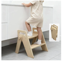 Wooden 2 Step Stool for Kids Bathroom Foldable 2-Step for Toilet Potty Training, Child Stepping Stool for Kitchen Nursery Bedroom