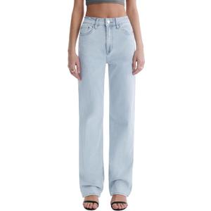 Womens Jeans High Waisted Straight Leg Stretchy Jeans Trendy Wide Leg Casual Fit Denim Pants (Blue)