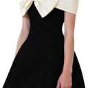SweatyRocks Girl's Off Shoulder Short Dress Elegant Bow Short Sleeve A Line Party Dresses, Small