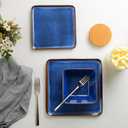 Melamine Dinnerware Sets, 12 Pcs Square Plates and Bowls Sets of 4, Unbreakable Dishes Set for Outdoor Use, Lightweight Dishware Set for Camping,Patio and RV, Dishwasher Safe, Navy Blue