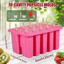 Homemade Popsicles Molds, Food Grade Popsicle Molds for Kids, 10 Cavity Non-BPA Silicone Ice Pop Maker, Reusable Silicone Popsicle Molds with 50 Stick, 50 Bags, Funnel (Pink)