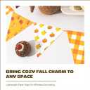 Fall Banner Garland – Autumn Triangle Flag Bunting with Plaid, Pumpkin & Maple Leaf Designs – Cardstock Thanksgiving Decorations for Fall Birthday, Harvest & Party Supplies