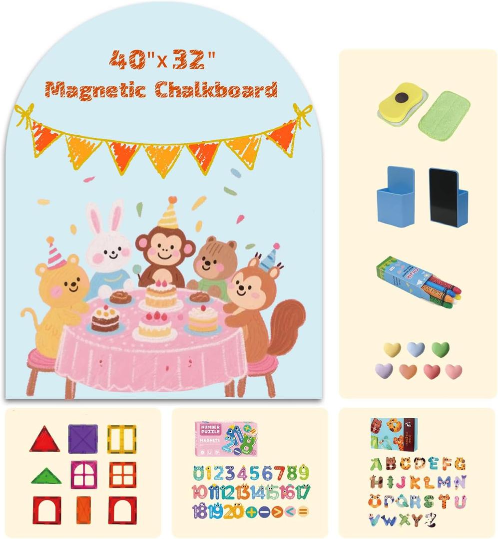 Magnetic Arch Wall Decal 40"x32"  Upgraded Self-Adhesive Magnetic Chalkboard, Magnet Wall for Kids, Includes 4 Magnet Sets, Chalk & Pen Holder for Playroom & Home Decor(Light Blue) Magnetic Arch Wall Decal 40"x32"  Upgraded Self-Adhesive Magnetic Chalkboard, Magnet Wall for Kids, Includes 4 Magnet Sets, Chalk & Pen Holder for Playroom & Home Decor(Light Blue)