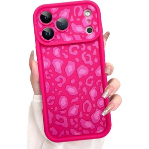KANGHAR Case Compatible with iPhone 17 Pro Leopard Printed Pattern Cute Cheetah Phone Case Soft TPU Shockproof Protective Cover Designed for iPhone 17 Pro 6.3 Inch Hot Pink