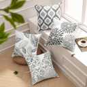 Phantoscope Set of 4 New Living Series Grey Throw Decorative Pillow Cover Cushion Cover Geometric-Pattern 18 x 18 inches 45 x 45 cm