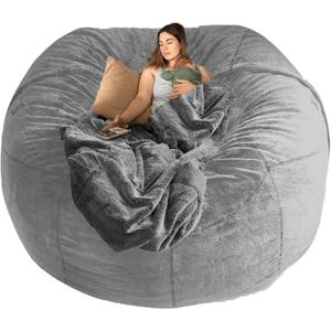 Big Huge Giant Bean Bag Chair Cover for Adults, (No Filler) Machine Washable Covers Bean Bag Chairs in Multiple Sizes and Colors Giant Foam-Filled Furniture Filled Furniture (6FT,Light Gray)