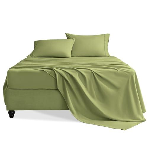 Swiftify Queen Sheet Set, 4 Pieces Hotel Luxury Soft Microfiber Queen Bed Sheets Set, Up to 16" Deep Pockets, Oeko-Tex Sheets with Elastic, Breathable, Wrinkle Free (Green, Queen)