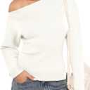 Womens Off Shoulder Sweaters 2025 Fall Long Batwing Sleeve Loose Fit Knit Tops Casual Pullovers Jumpers (Black, S)