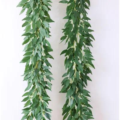 2Pcs Artificial Anthurium Leaves Vines 4ft Fake Hanging Plant Vines Greenery Garland Faux Tropical Vine Decor for Wall Jungle Luau Beach Birthday Party Indoor Outdoor Home Dcor