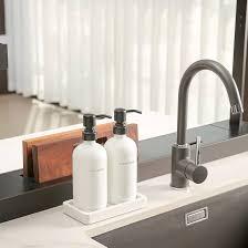 Kitchen Soap Dispenser Set, White Soap Dispenser with Black Stainless Steel Pump, Perfect for Modern Kitchen Decor. (White)Amazon's Choice