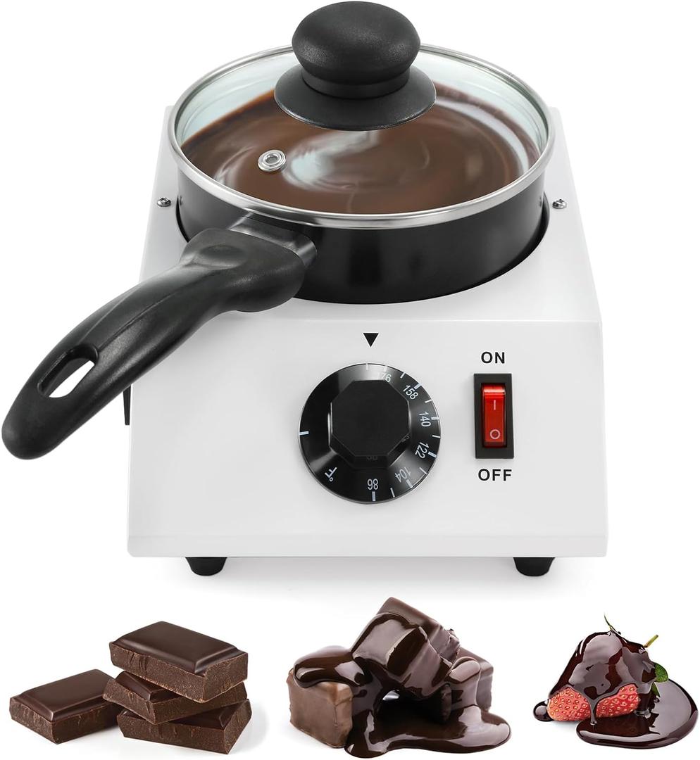 Dyna-Living Chocolate Melting Pot Chocolate Melter Pot 40W Chocolate Warmer for Melting Chocolate, Chocolate Tempering Machine for Home, Electric Chocolate Fountain Machine for Chocolate Melts (Single)