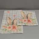 Artoid Mode Buffalo Plaid Bunny Rabbit Ears Flower Easter Table Runner, Spring Summer Seasonal Holiday Kitchen Dining Table Decoration for Indoor Outdoor Home Party Decor 13 x 72 Inch