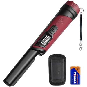 DR.ÖTEK Metal Detector Pinpointer for Adults & Kids, IP68 Fully Waterproof underwater metal detector wand Handheld Pin Pointer with LCD Screen & LED Light, 360°High Sensitivity Accuracy Detection, Red