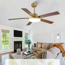 52 Inch Gold Ceiling Fans with Lights and Remote/APP, Modern Sleek Black and Gold Ceiling Fan, ETL Listed, Indoor Outdoor Smart Black Ceiling Fan for Bedroom Living Room Patio, 3CCT, 6 Speeds