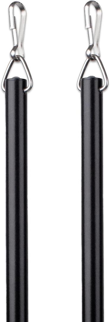 Curtain Wand - Aluminum Curtain and Drapery Pull Rod with Stainless Steel Hardware for Curtains, Draperies, and Room Divider Curtains - 36 Inches, Metallic Black - Pack of 2