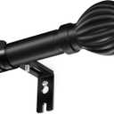 Curtain Rods for Windows 20.77 to 92.85 Inches, 1" Diameter Adjustable Black Curtain Rod, Window Treatment Rods with Round Finials, Easy Mount Hardware Included (46.77-96.85 Inches)