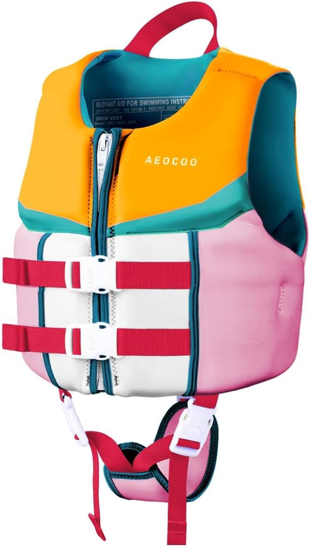 AEOCOO Toddler Swim Vest for 20-30 Pounds, Kids Pool Floaties Vest, Puddle Swim Jumper Buoyancy Jacket, Boys, Girls, Nios, XS
