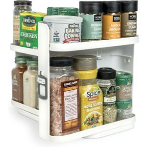 Cabinet Caddy SNAP! Spice Rack Organizer for Cabinet - Slide & Rotate Seasoning Organizer - 4 Snap-In Adjustable Shelves for 5 Tier of Storage - Magnetic Modular Design - 8.9H x 6.1W x 10.8D