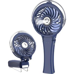 HandFan Upgraded Portable Handheld Misting Fan, Rechargeable Personal Mister Fan, Spray Water Mist Fans, Foldable Mini Cooling Hand Fans for Summer Beach Travel Concerts, Gifts for Women(Royal Blue)