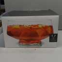 Viski Footed Glass Punch Bowl, Heavy Base Large Punch Bowl with Angled Design, Party Serveware for Cocktails & Functional Centerpiece, Clear, 2.5gal