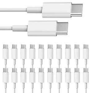 Smays USB C to USB C Cable 20-Pack Bulk, 3ft Type C Charging and Data Cord Multipack White
