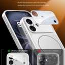 TOBOVON Magnetic for iPhone 16 Case with Camera Lens Protector, Compatible with MagSafe, Camera Control Button, Slim Shockproof Phone Cover for iPhone16, Silver