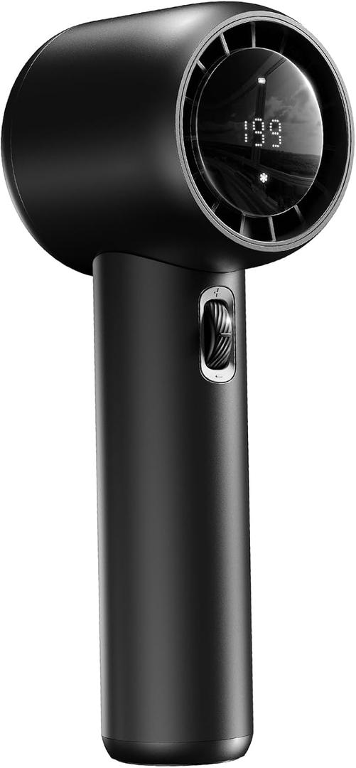 Portable Fan Rechargeable - 15000RPM High Speed Turbo Handheld Fans with Digital Display - 16H Cooling USB Battery Powered Fan - Gifts for Men & Women, Travel Essentials, Camping Gear (Black)