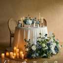 Ling's moment 41" Tall Free Standing Artificial Flowers Arrangements 2 pcs Wedding Arch Altar Stage Decorations Dusty Blue Navy for Ceremony Reception Silk Rose Fake Floral Party Outdoor Beach Decor