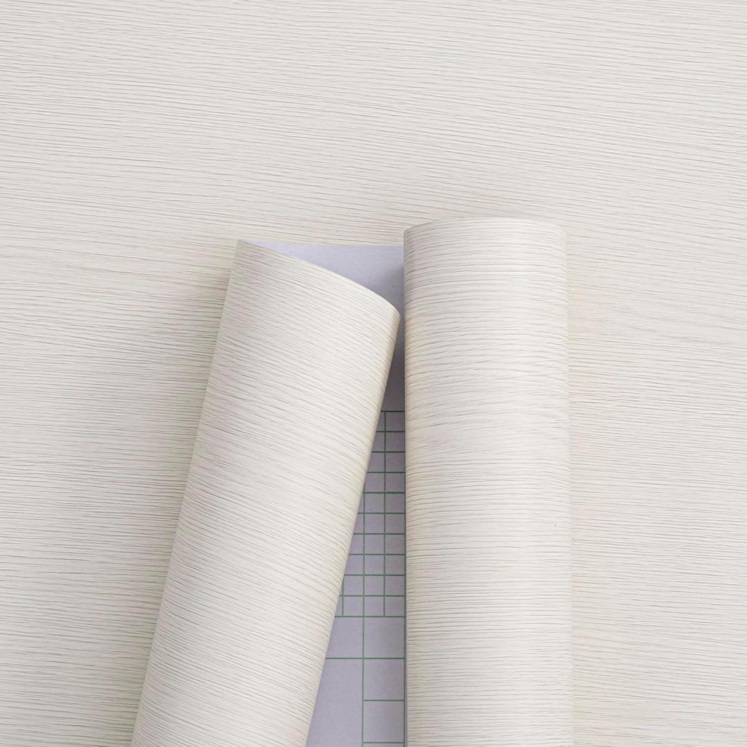 Haimin Wallpaper (24in X 393in) Wood Contact Paper Peel and Stick Self-Adhesive and Removable Wallpaper for Cabinet Wall Furniture Countertop Kitchen Room Wood Grain Wall Paper (Off-White (05))