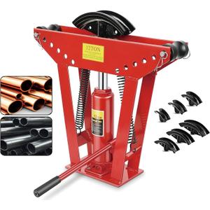 Hydraulic Pipe Bender, 12 Ton Manual Copper Tube Bender with 6 Dies, 90-180 Adjustable Hydraulic Tubing Bender for Steel Iron Metal Ratcheting
