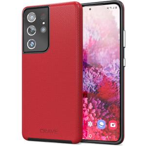 Crave for Galaxy S21 Ultra Case, Shockproof Protection Dual Layer Case for Samsung Galaxy S21 Ultra 5G (6.8 inch) - Red