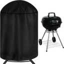 iCOVER Round Grill Cover, 29" Dia x 38" H Dome Smoker Cover, Waterproof Charcoal Kettle Grill Cover, UV Resistant BBQ Cover, Outdoor Barbecue Cover for Weber Char-Broil, Brinkmann and More (Black)