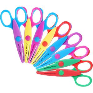 Craft Scissors - 8 Pack Decorative Edge, Zig Zag, Scrapbooking, Fancy Pattern Scissors for Crafting