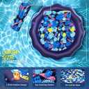 Inflatable Pool Floats Adult Size - 77" X-Large Heavy Duty Tanning Floating Mat Cooling Holes Lounger with Pillow, Pool Floaties Bed with Cup Holders for Backyard Swimming Pool Party, Purple