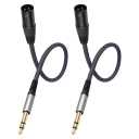 2 Pack 1/4 TRS to 3Pin XLR Male Auido Cable ,6.35mm TRS to XLR Male Braided