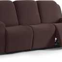 TAOCOCO Recliner Sofa Covers 8-Pieces Stretch Large Couch Covers for 3 Seats Reclining Slipcovers Soft Jacquard Pattern Furniture Protector (Dark Coffee)