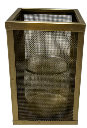 HD Designs Metal Candle Holder with Glass, 8 in