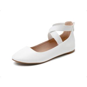 DREAM PAIRS Women's Comfortable Fashion Elastic Ankle Straps Flats Shoes, 8.5