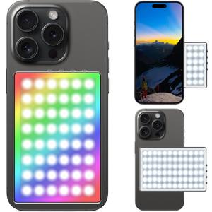 Portable LED Selfie Light Dual Sided Video Conference Lighting with Strong Magnetic Attraction Rechargeable 750mAh, Multipurpose Photography RGB Light for iPhone Phone Webcam Laptop Photo Makeup