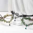 MOSTORY Flower Fairy Crown for Women - Woodland Antler Elf Crown for Renaissance Renfaire Accessories Cosplay Photo Shoot (Green)