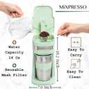 Mixpresso Green Personal Single Serve Coffee Maker with 14oz Travel Mug, Drip Small Coffee Maker with Auto Shut Off, Reusable Filter, Works with Ground Coffee Only  Not for K-Cup Pods