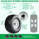 13x6.50-6 Flat Free Lawn Mower Tire Wheels; 2 Packs Non-Slip Puncture-proof Tire for Lawnmowers, Replacement 3/4" & 4 Pcs 5/8" Bearing with 24 Spacers for Zero Turn Mowers, Garden Tractors Carts