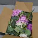 Livole 6FT Artificial Flower Garland Real Touch Fake Purple Floral Rose Peony Garland with Eucalyptus Flower Hanging Vine for Wedding Table Centerpieces Backdrop Party Arch Home Decorations